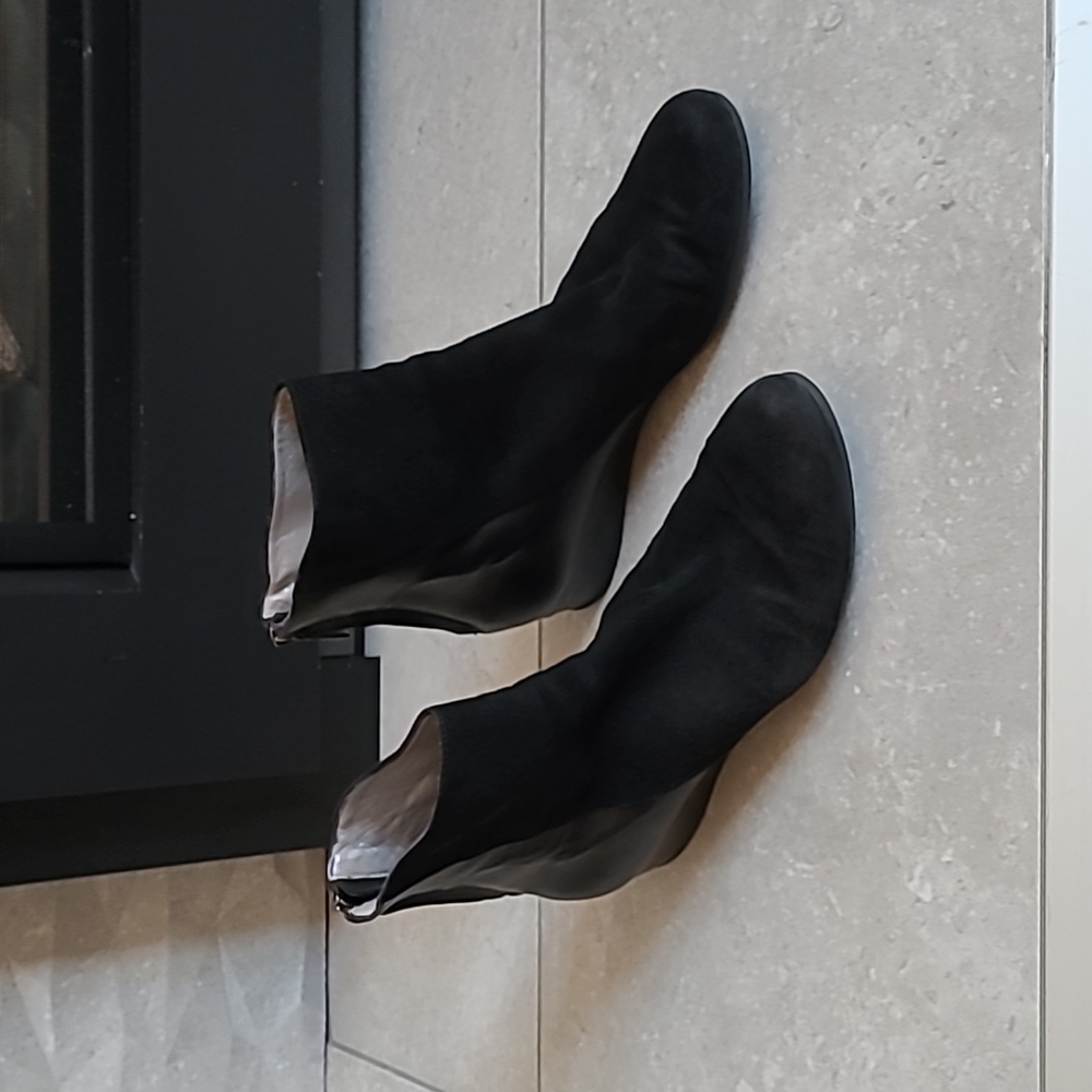 Aquatalia Suede and Leather Wedges